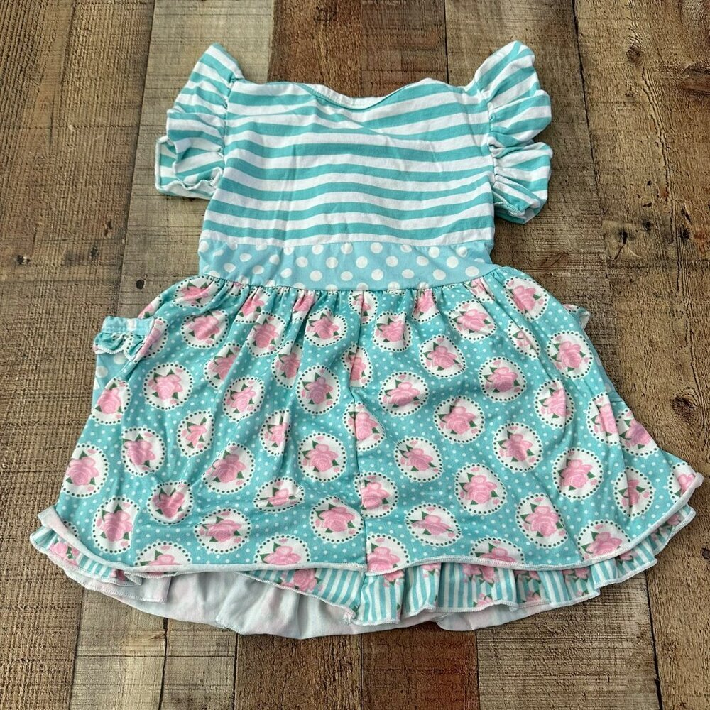 Isla Grace Toddler Girls' 2-3T Striped & Polka Dot Pajama Set With Ruffles - Picture 8 of 10